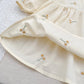 Plush, classic girls' dress - embroidered floral, Peter Pan collar, puff sleeves, cotton, for spring outings