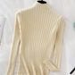 Flattering Stretchy Women Ribbed Sweater - Mock Neck, Knit