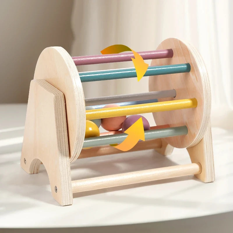 Wooden Montessori Busy Drum Newborn Sensory Toys Learning