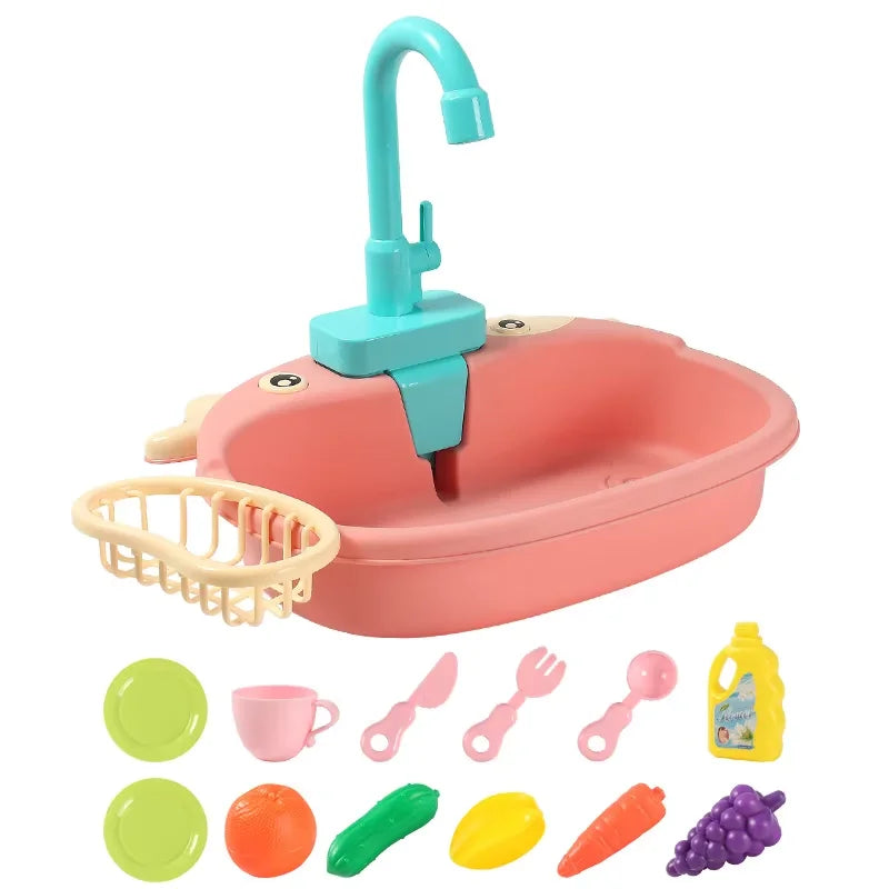 Variant image for Kids Play Kitchen Sink Set with Temperature Sensing Dishwasher and Safe ABS Material for Pretend Play Role-Playing Fun-1