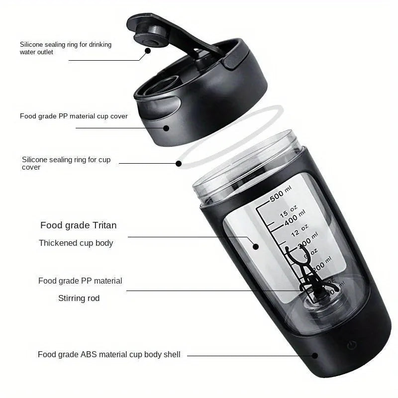 Protein Shaker Bottle 500ml USB-C Battery-Powered Motor-Driven Mixer Cup Gym Outdoor Fall 2025 Fast Smooth Blends