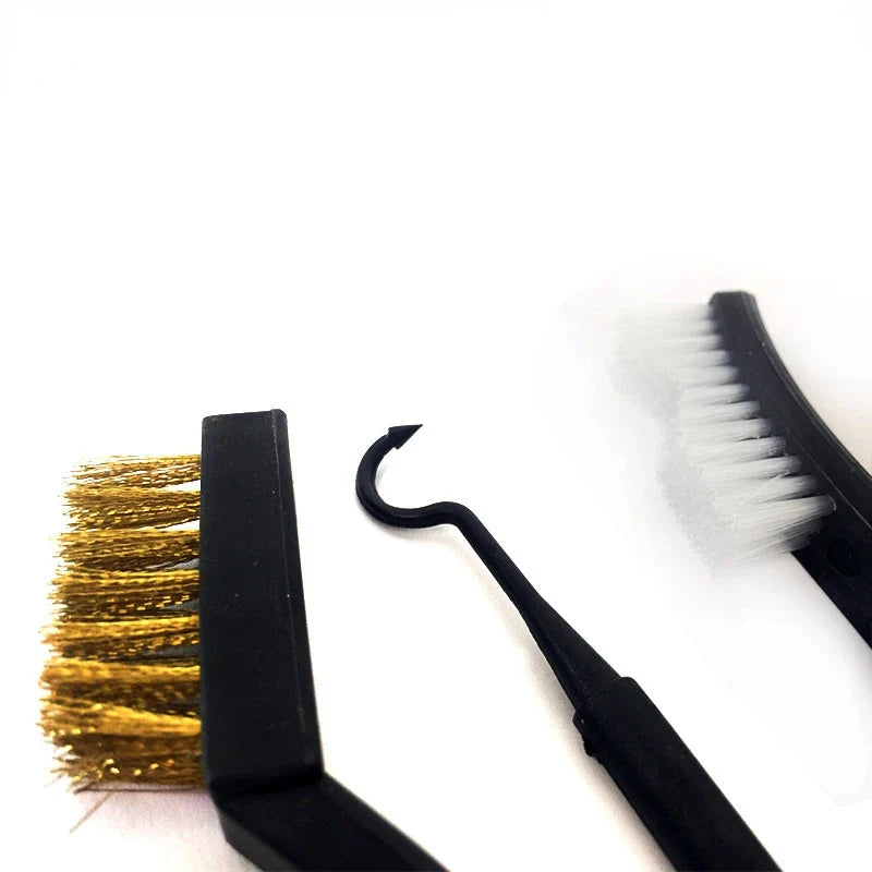 7-Inch Double-Head Wire Brush Kit for Household Tools - Steel, Copper, and Nylon Cleaning Brushes