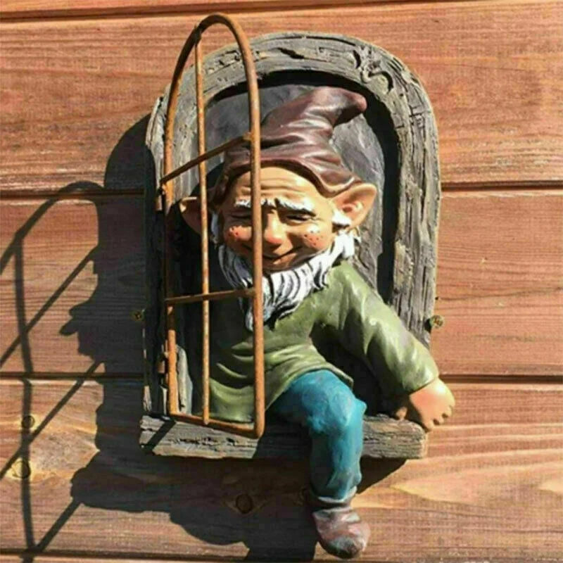 Gnome Garden Resin Statue Naughty Elf Window Hugger Fairy Tale Garden Decor Fall 2026 Gift Idea