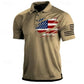 Light men's polo shirt - classic polo, 3D American flag print, casual everyday wear