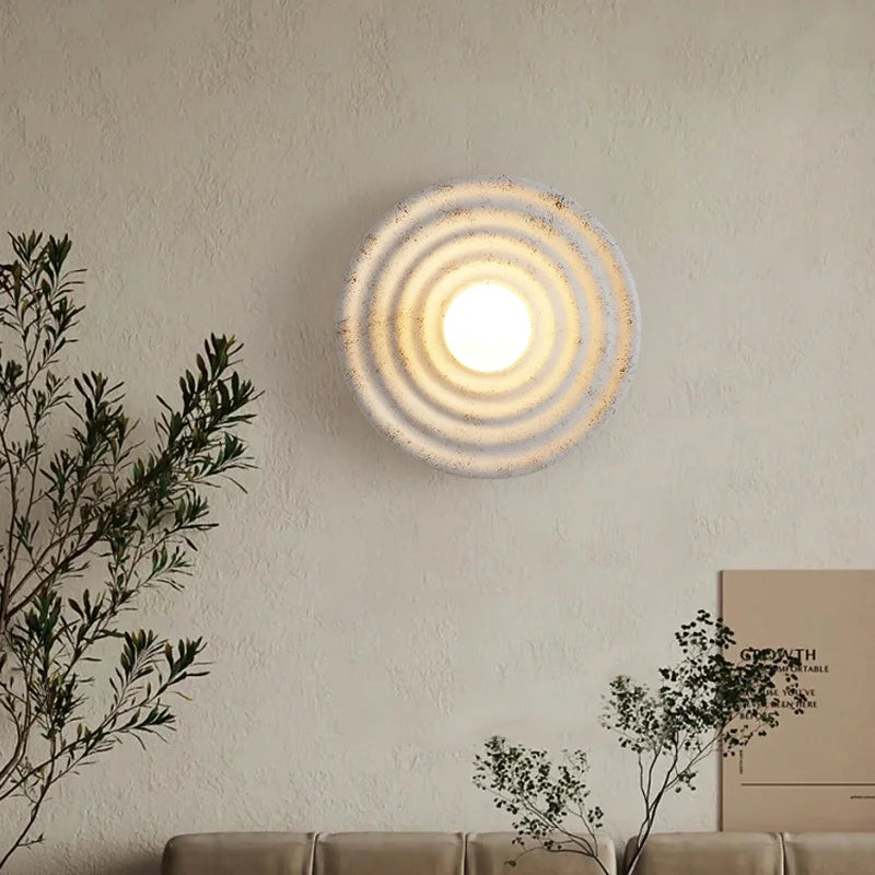 Wabi Japandi Sabi Round Wall Sconce Japanese Minimal LED Light