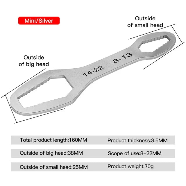 Flexible Torx Wrench Device Kit - 8-22mm Double-Head Spanner for Household Tools and Repairs