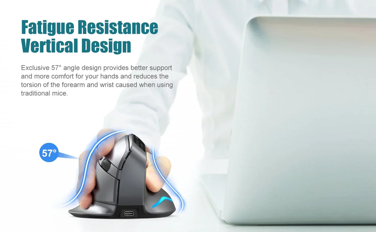 Bluetooth Vertical Comfort-Grip Mouse With OLED Screen