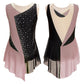 girls' Stretchy leotard - rhinestone mesh yoke, sleeveless, polyester, nylon, elastane, for lyrical dance performance