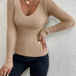 Flattering Fitted Women’s Ribbed Sweater - Scoop Neck, Knit