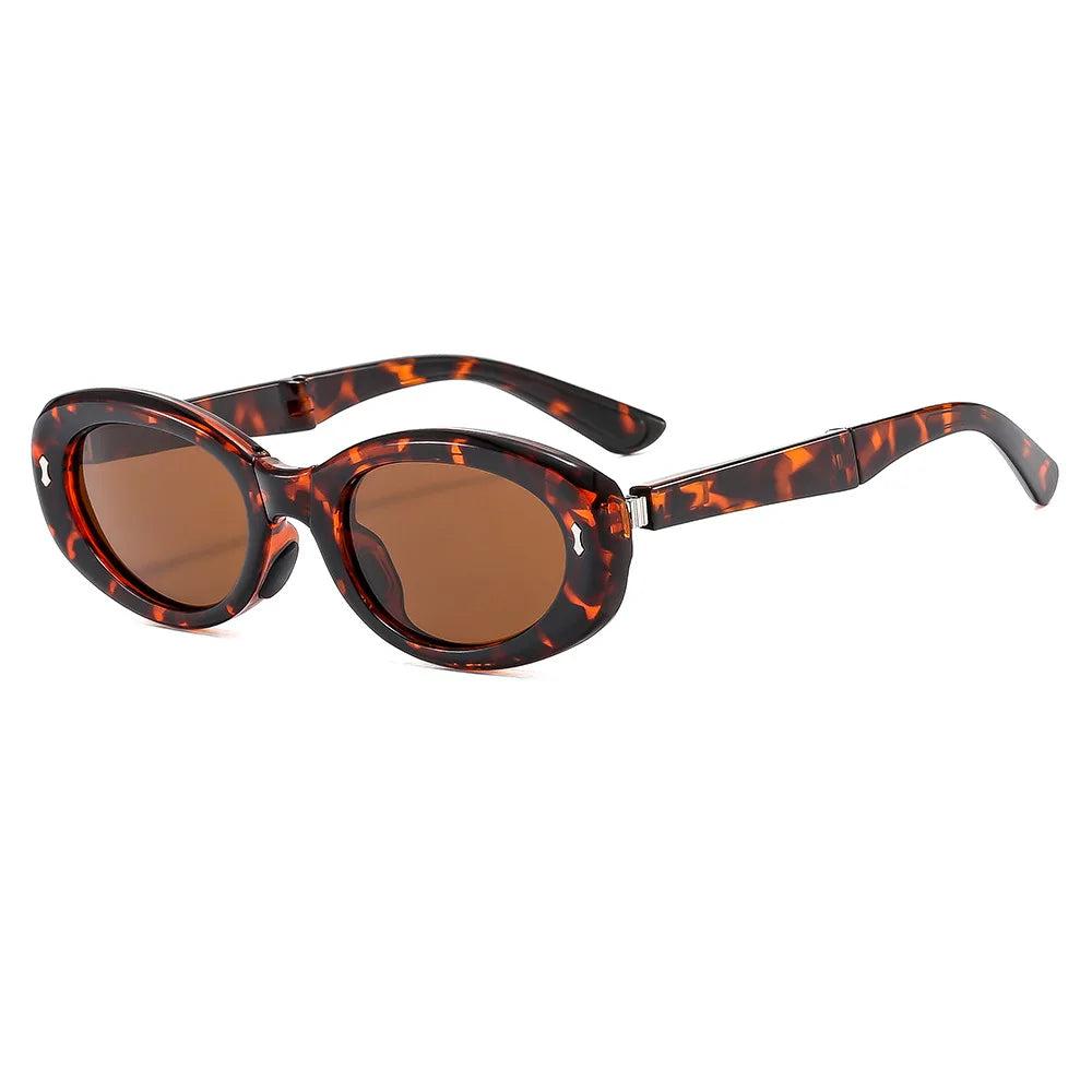 Folding Sunglasses Elliptical Frame Vintage Retro Eyewear Summer 2026 AntiReflective UV Protection