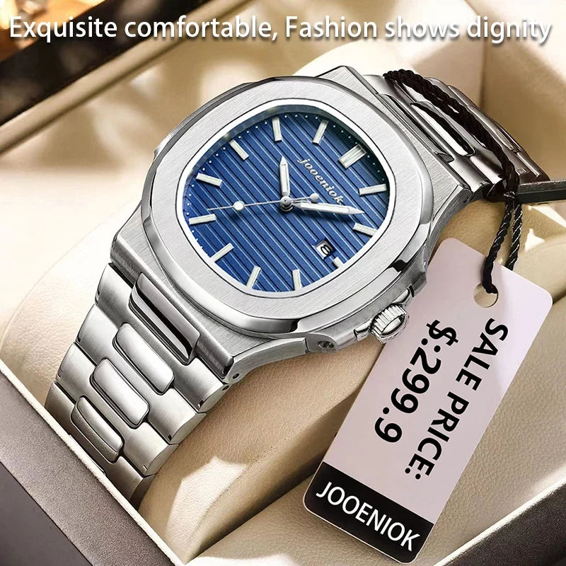 Deluxe Quartz Watch Stainless Steel Date Water-Resistant Luminous