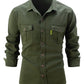 and Autumn Winter Men's Long Sleeve Shirt - Casual Stretch Cotton Linen Fashion Business Wear