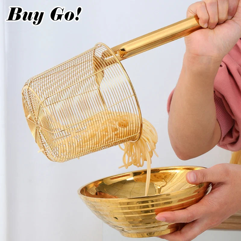 Multi-Use Kitchen Strainer for Noodles and Dumplings, Viral 2026 Trend – Stainless Steel Frying Basket Mesh Colander
