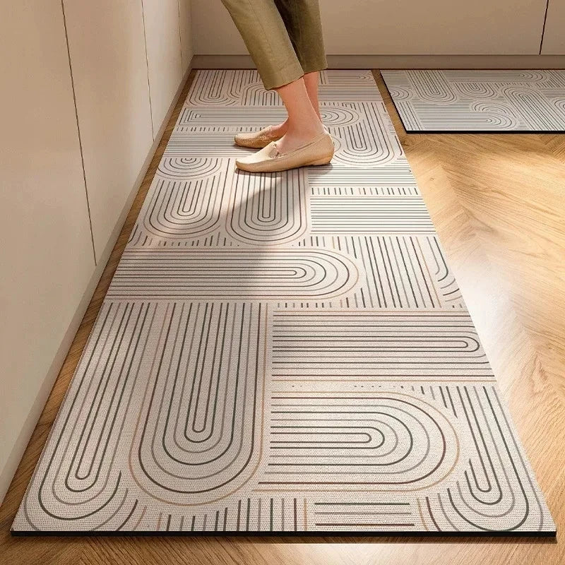 Minimalist Japanese Cream Anti Slip Floor Mat Kitchen