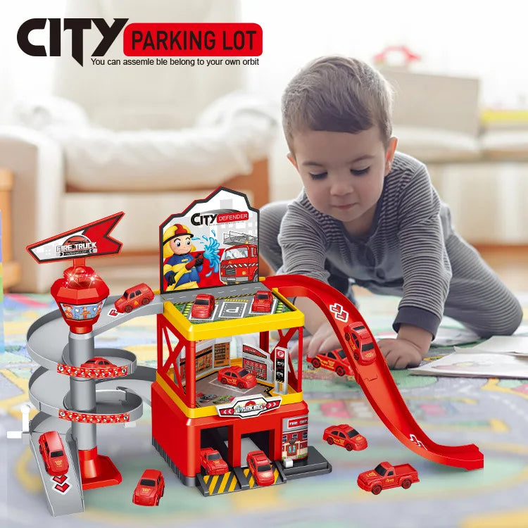 Garage Multi-Storey Racing Track with Cars - Interactive Parking Toy for Boys