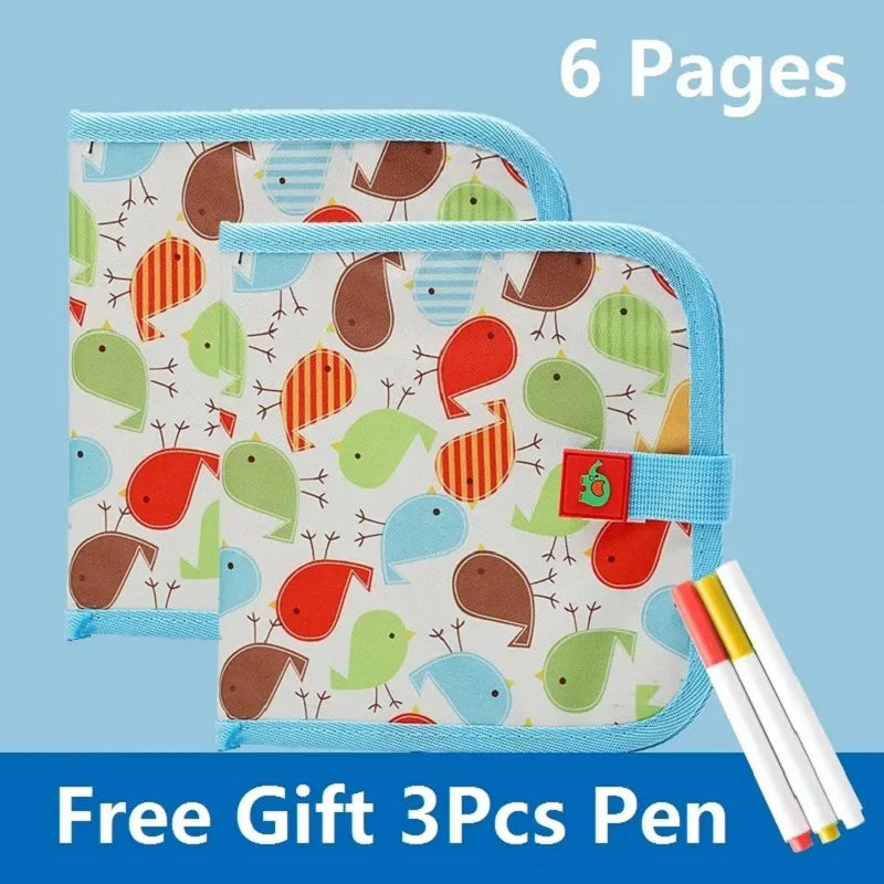Magic 6-Sided Drawing Board for Kids - Educational Erase Board with 3 Chalk Pens, Transparent & Black Sides, Fun Coloring Activity