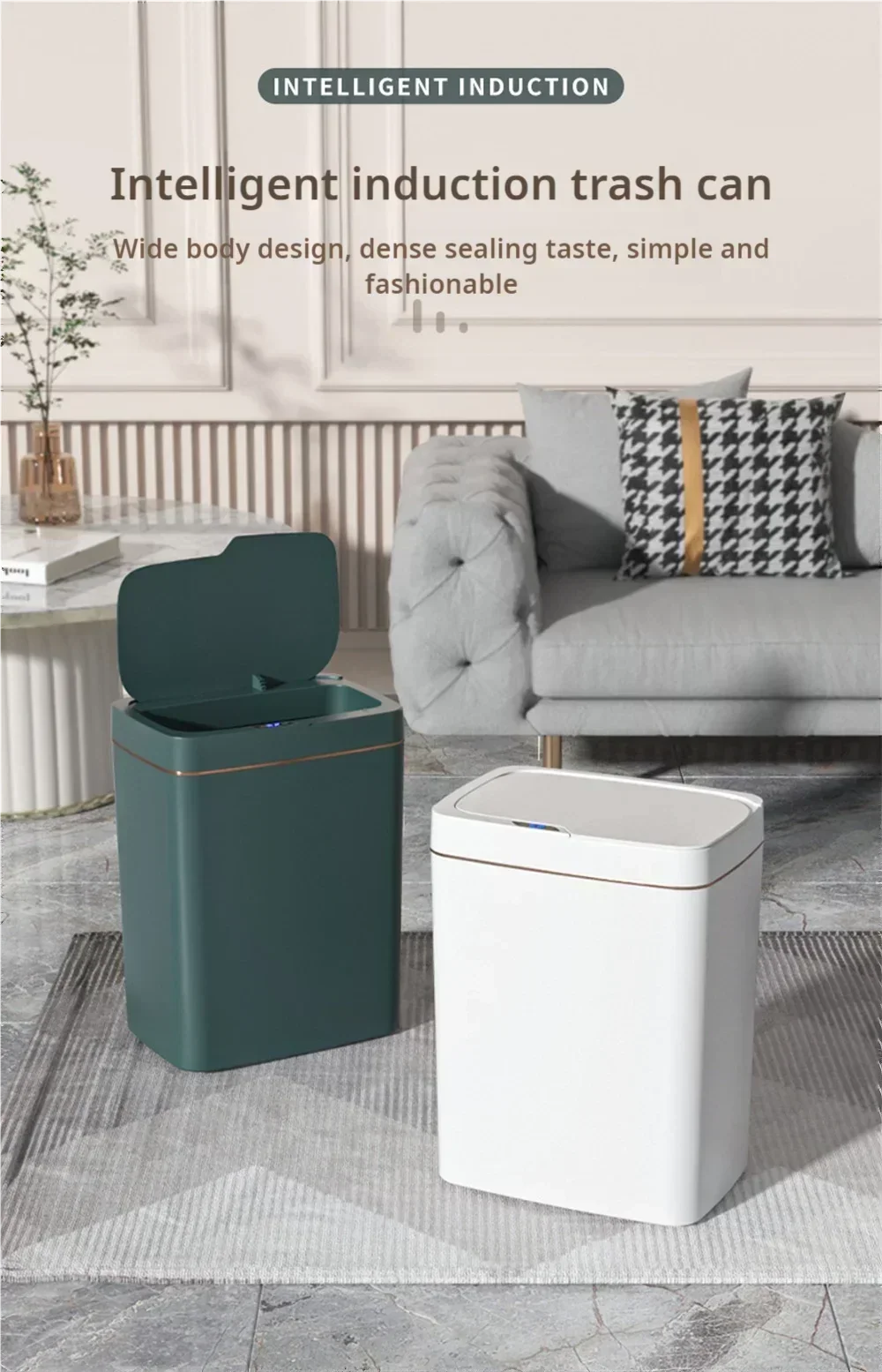 Touchless Smart Sensor Trash Can 15L Water-Resistant Automatic