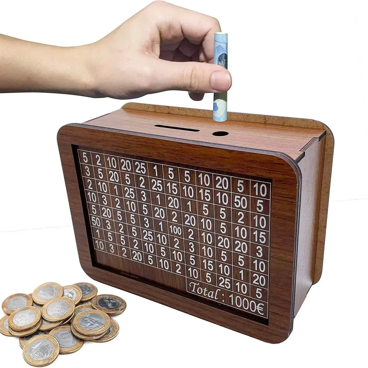Wood Money Box Piggy Bank with Saving Goal for Kids