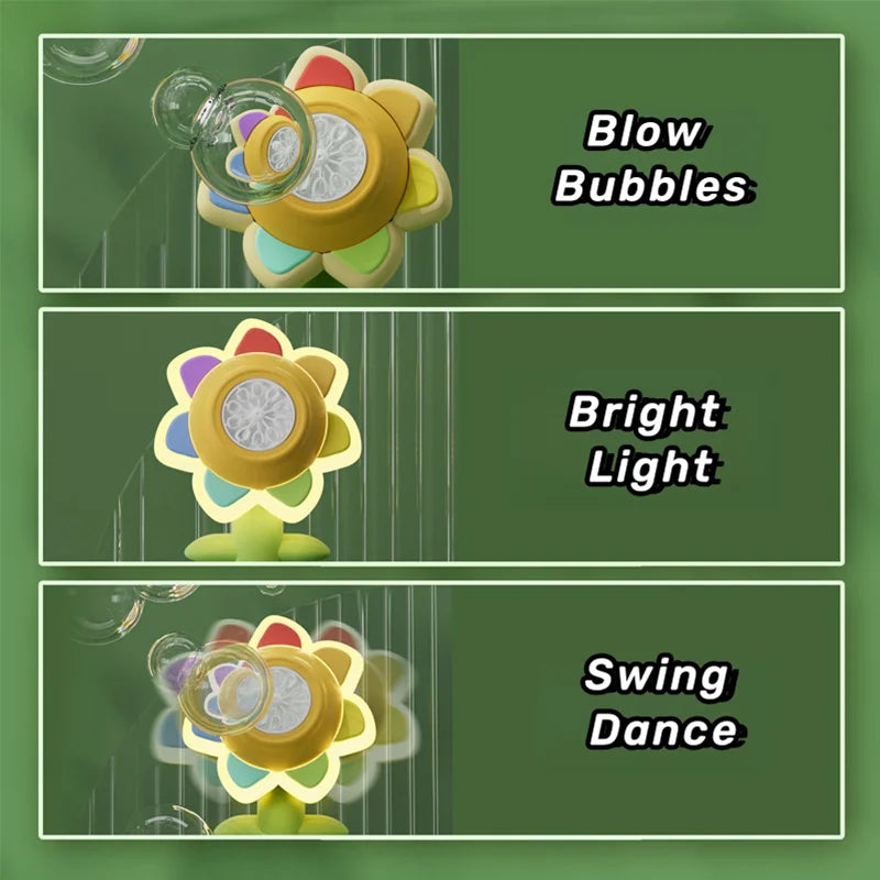 Machine Bubble Sunflower Bubble Maker Toy Kids Summer 2025 One Key Automatic Light Dancing Gift