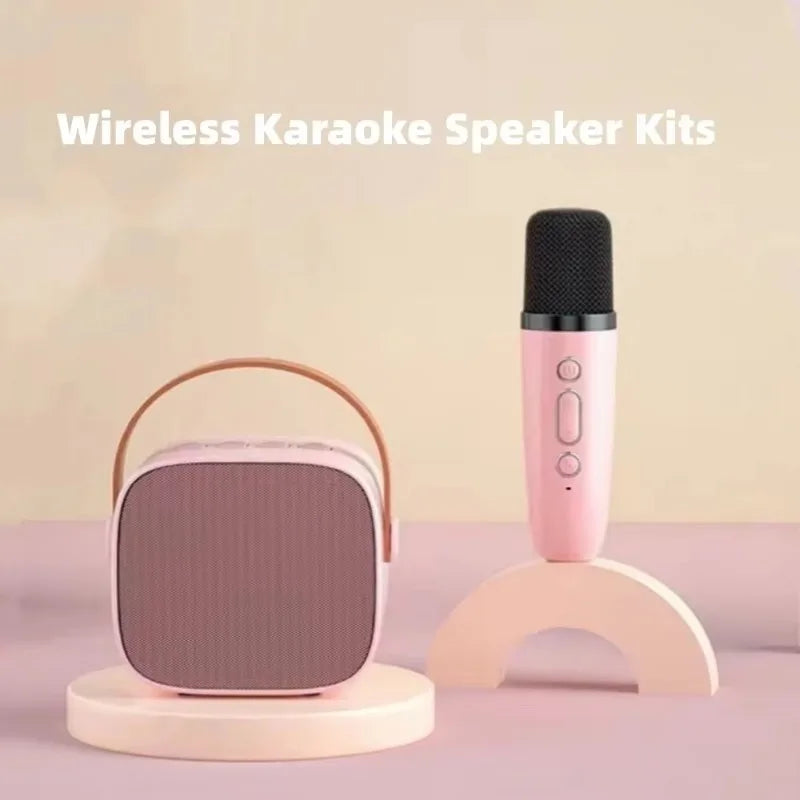 Karaoke2025 Edition Machine Travel-Friendly Cordless Dual Microphones Bluetooth Speaker DSP System for Kids Party Gift TikTok Viral