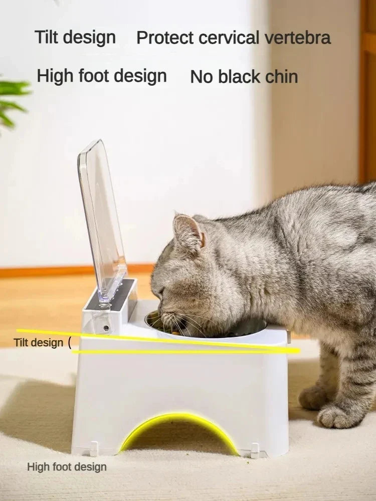Cat Smart Feeder Infrared Auto Open Cover Dual Stainless Steel Bowls Fall 2025 Hands Free Anti Mouse Mess Free