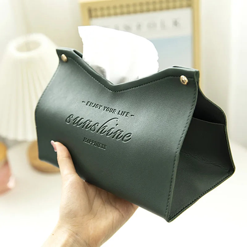 Leather Tissue Box - Scandinavian Car & Household Decor, Large Storage Napkin Holder