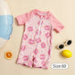 Light durable unisex baby one-piece swimsuit - zip-front, polyester, for summer beach