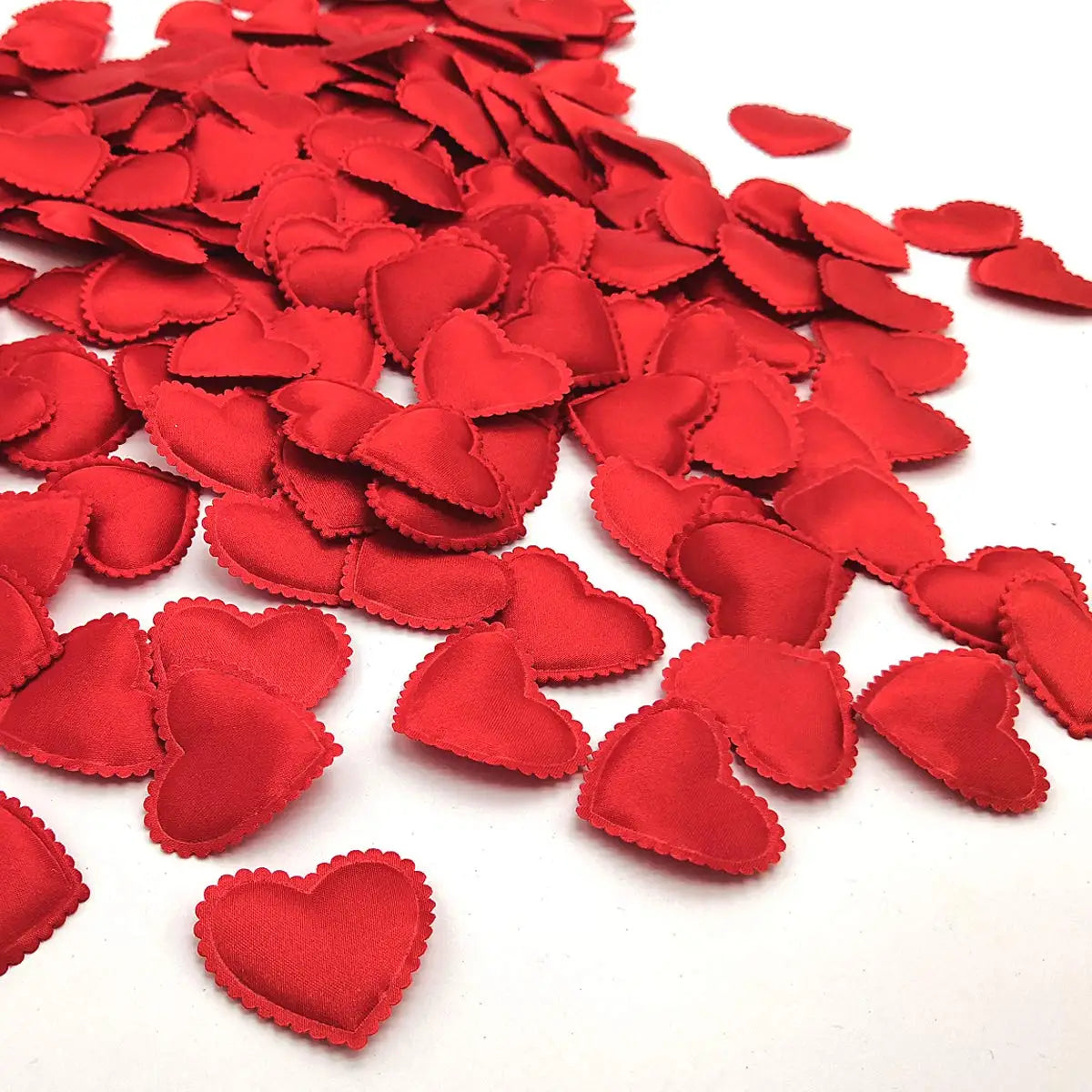 Confetti Heart Padded Fabric Hearts 200Pcs Red Valentine 2026 Table Decor For Wedding Party