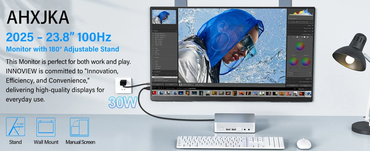 23.8 Inch 100Hz Travel-Friendly IPS Monitor With Eye Maintenance Stand