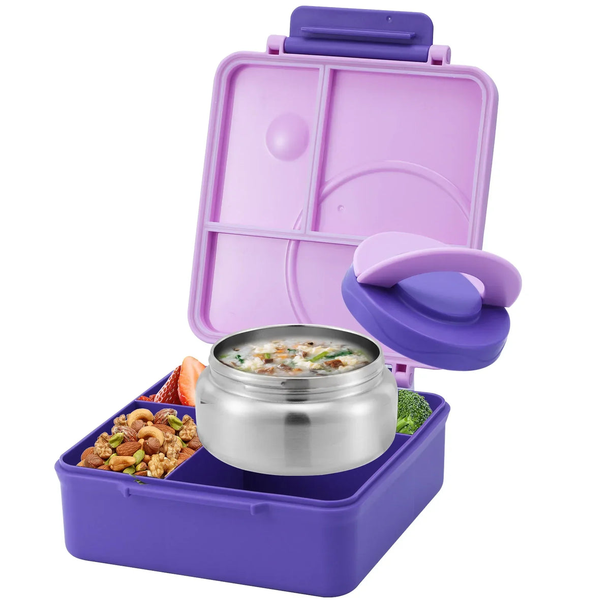 Lunch Insulated Box Four Grid With Thermal Soup Container Bento Style Back To School Fall 2025 Keeps Food Warm