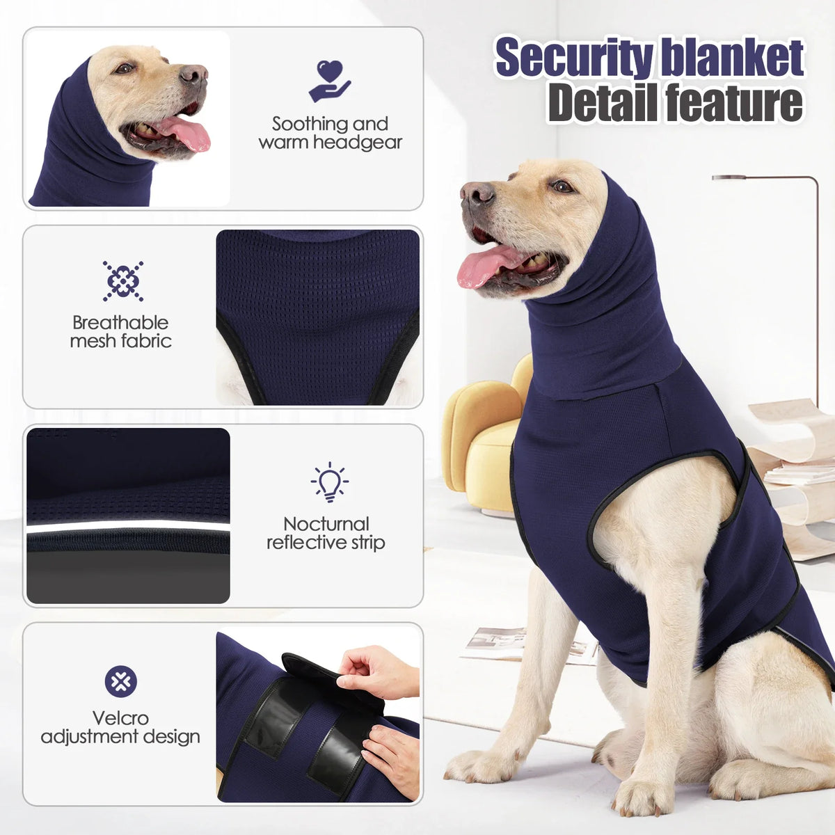 Anxiety Dog Vest Calming Coat TikTok Viral All Seasons Thunder and Fireworks Relief For Pets