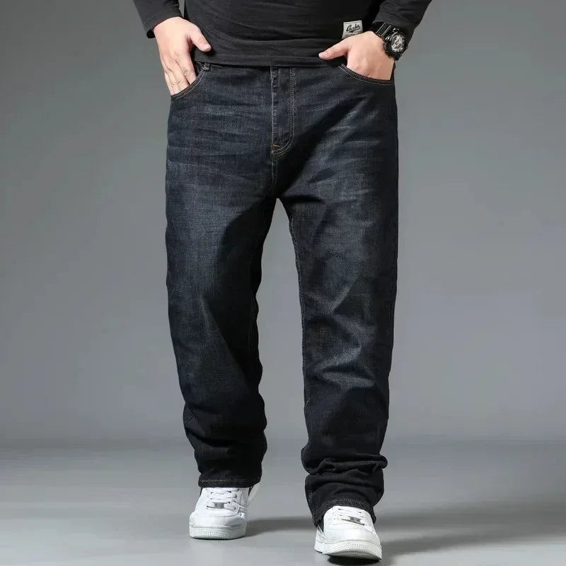 Relaxed Oversized Men's Jeans - High Waist, Stretch Denim