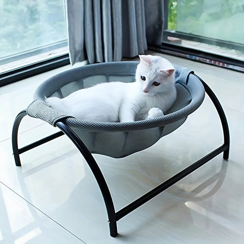 Bed Cat Breathable Cooling Hammock Cot Elevated Pet Sofa Summer 2025 Cozy Sturdy Metal Frame Nap Lounger