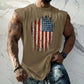 Men's Breathable Tank Top - Round-Neck, Sleeveless, 3D-Printed American Flag Heart Graphic, Casual Summer Wear