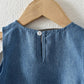Plush girls' dress - round-neck sleeveless, bow-accented a-line, polyester, casual summer wear