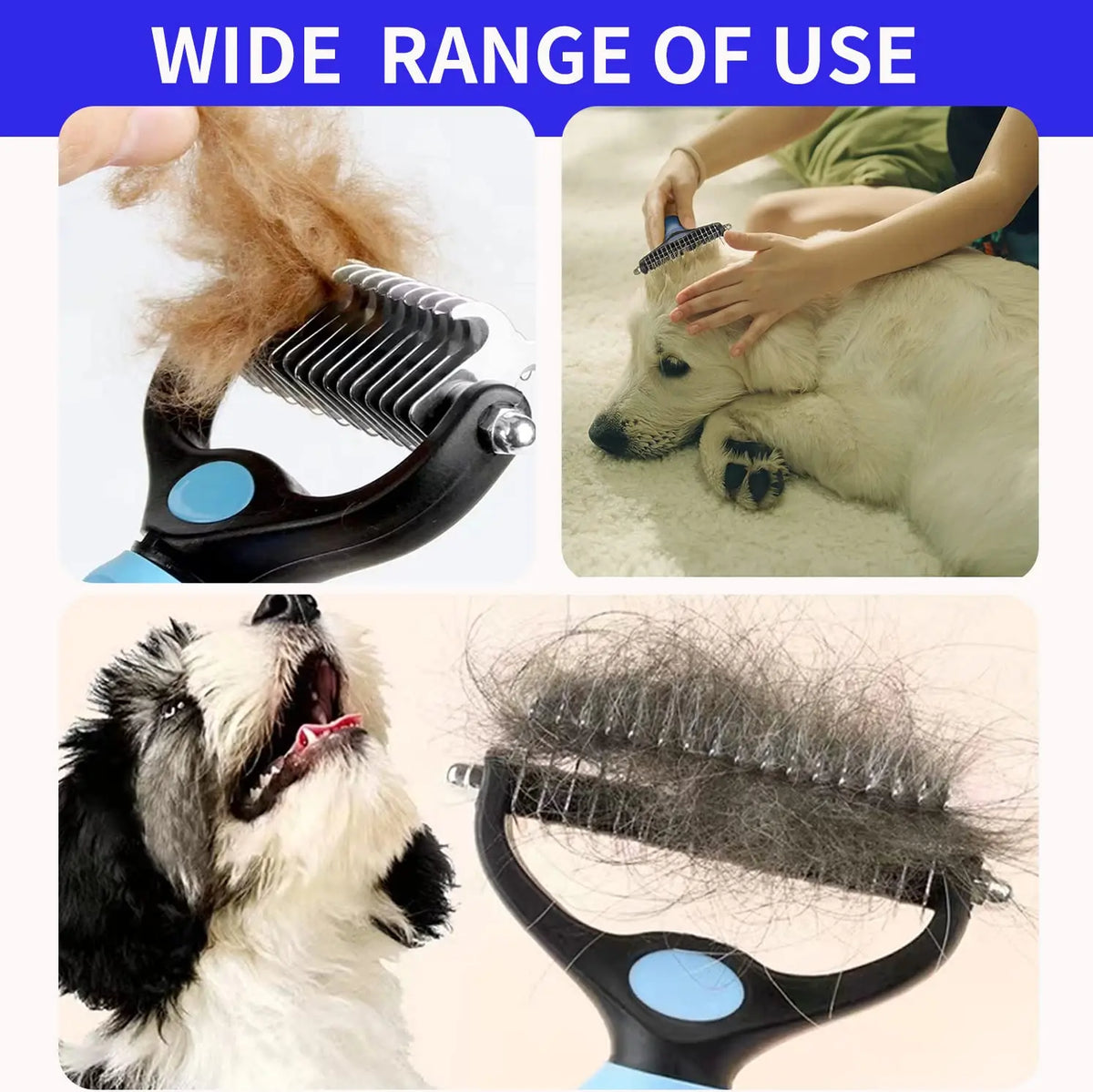 Pet Grooming Maintenance Deshedding Brush for Dogs & Cats - Fur Remover & Knot Cutter Comb