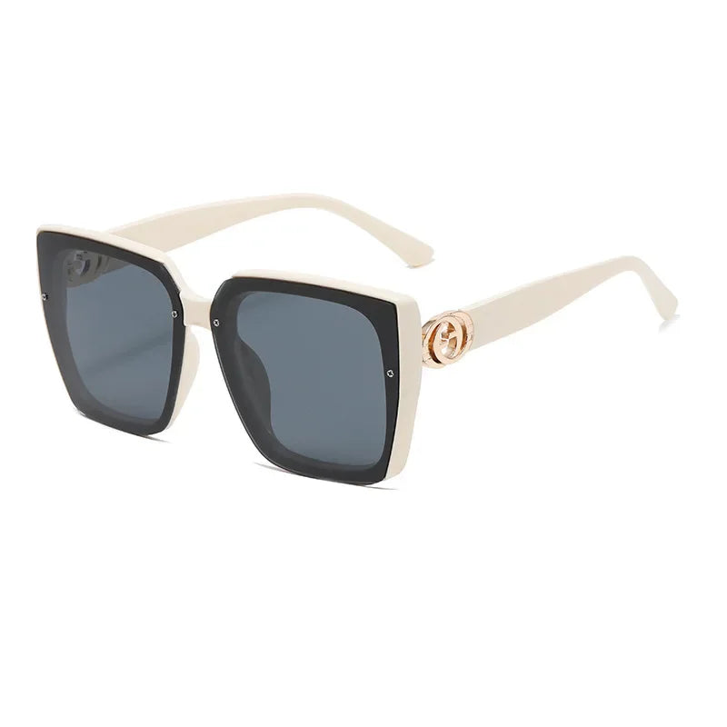 Frame Large Square Sunglasses Women Designer UV400 Travel Eyewear Outdoor Fashion