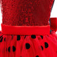 Light girls' Ladybug cosplay costume - sequin bodice with knee-length tulle skirt, polyester, for Halloween