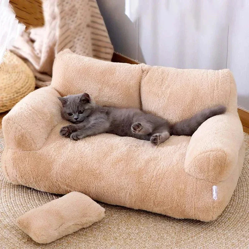 Cat Bed Sofa Style Plush Pet Nest Winter 2025 Cozy Warm Lounger, Safe Snuggle Spot For Compact Pets