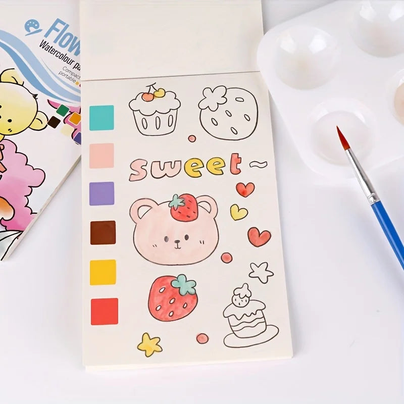 Painting Watercolor Book With Pen Self Contained Water Colors Art Kit For Kids Back To School 2025 Gift