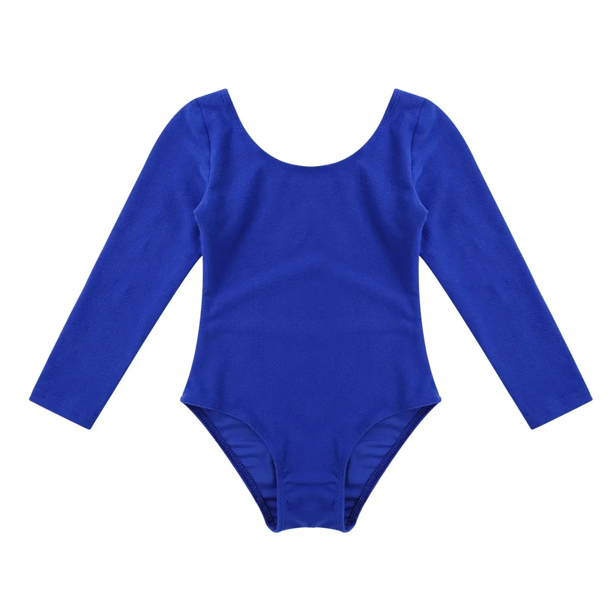 Plush girls' leotards - long sleeve solid color, polyester, for ballet and gymnastics training