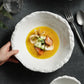White Porcelain Rock Edge Soup Bowl Contemporary Tableware