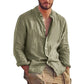 Variant image for Men's Linen Shirt with Mandarin Collar, Lightweight Breathable Casual Summer Shirt in Tailored Fit-7