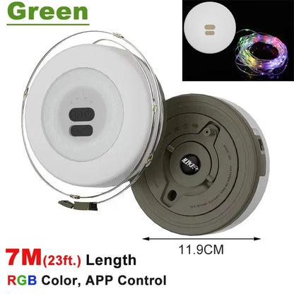 USB Battery-Powered Travel-Friendly Atmosphere Lantern Garden Tent Decor 2026 – 2-in-1 LED Reel Camping String Light