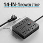 Power 14-in-1 Outlet Surge Protector, 8 AC & 4 USB, Extension Cord for Desktop Charging