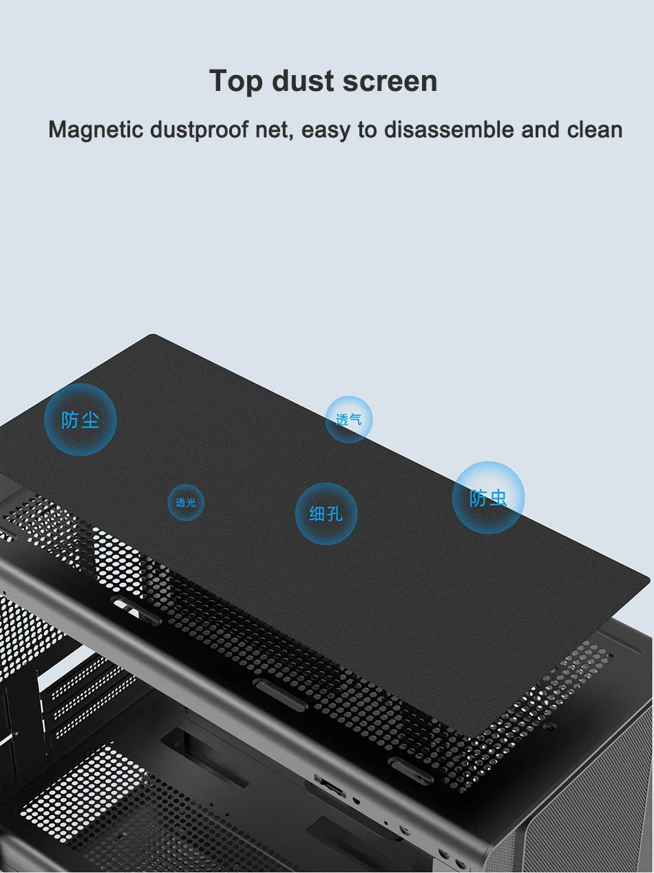 ITX Mini PC Case Tempered Glass 360mm Water Cooling