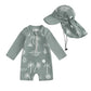 Light Toddler Boys Rash Guard Swimsuit - Long Sleeve, Turtle Print, Polyester, Beachwear