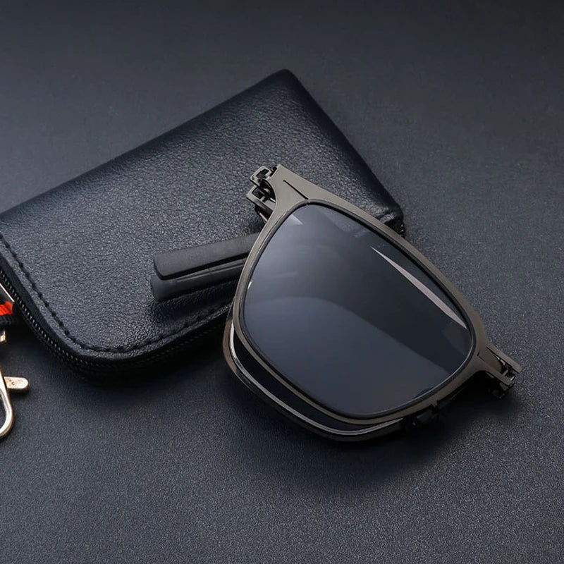 Folding Polarized Sunglasses Ultra Light Stainless Steel Retro Square Frame Summer 2026 Travel Essential