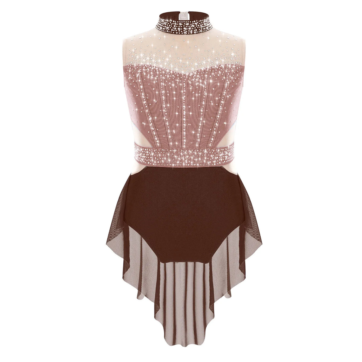 Light Girls' Leotard - Rhinestone Embellished, Mesh Skirt, Polyester/Nylon/Elastane, For Ballet, Gymnastics