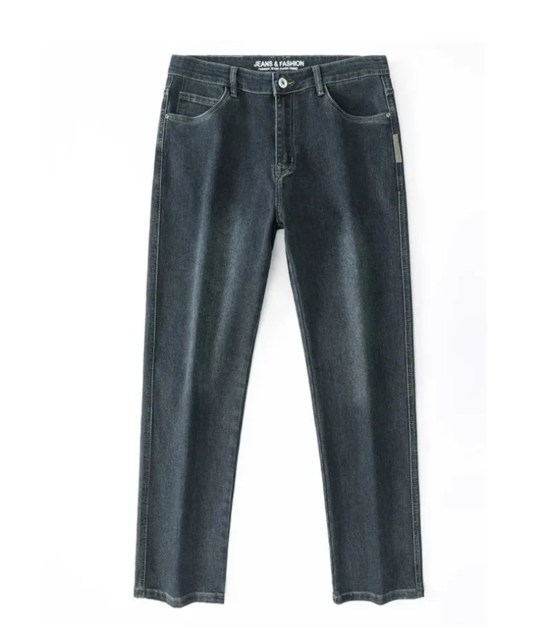 Men’s Stretchy Jeans - Wide Leg, Cotton, Business Casual